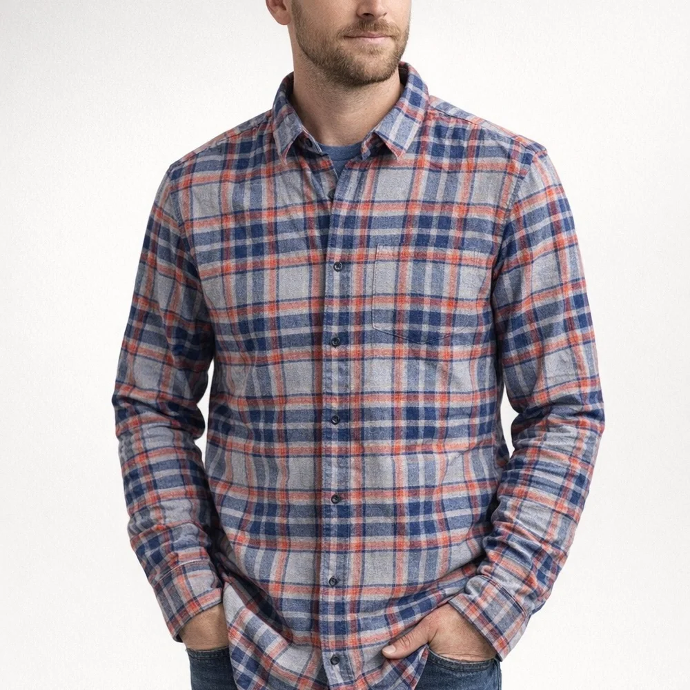 Banana Republic Shirt Flannel Plaid Cotton Long Sleeve Size Medium